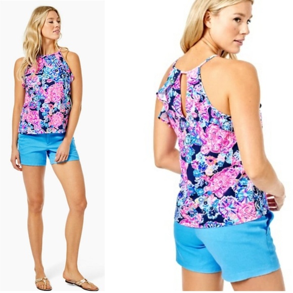 Lilly Pulitzer Billie High Tide Turtle print top - Picture 4 of 6